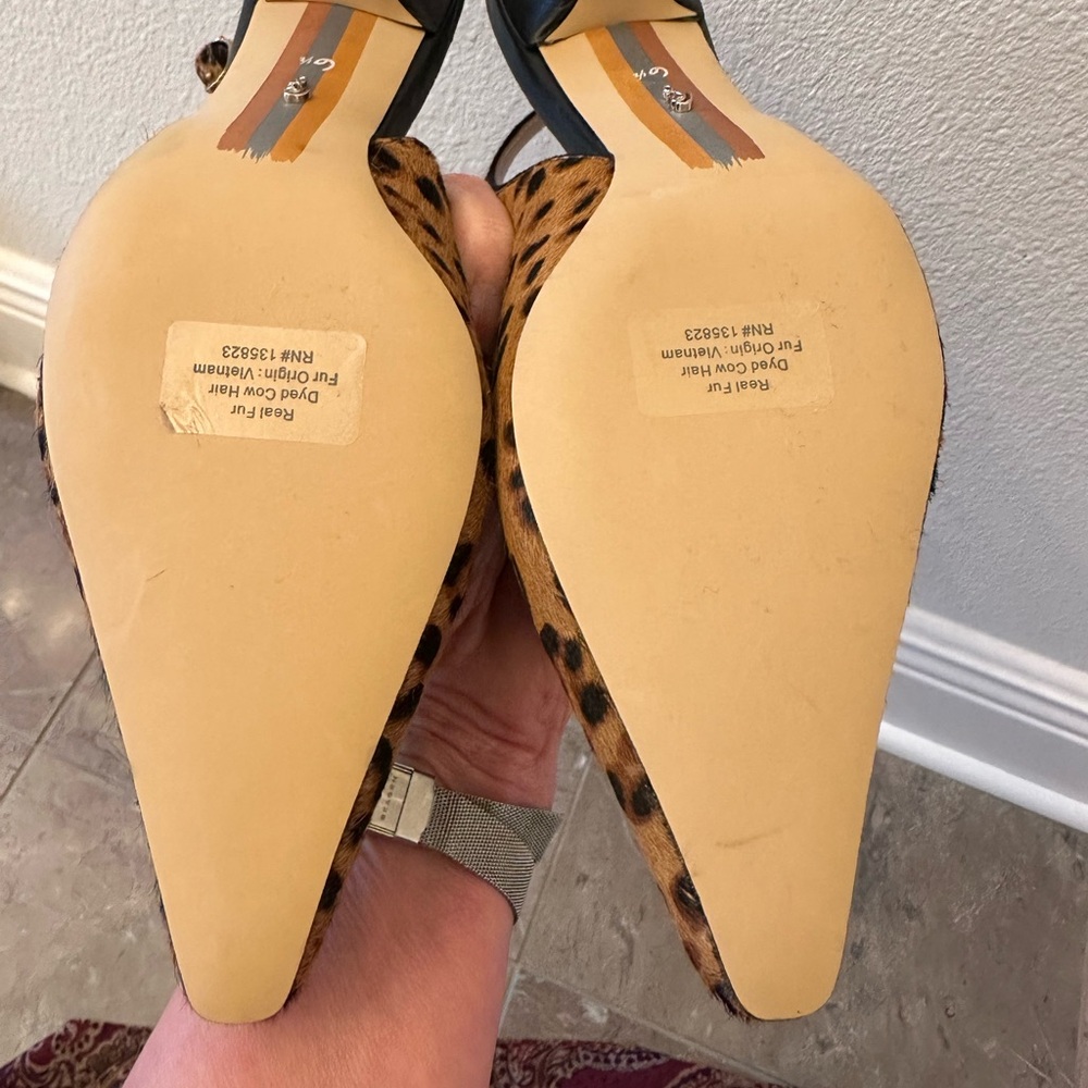 NWOT Sam Edelman Animal Print Slingback Heels - Picture 6 of 8